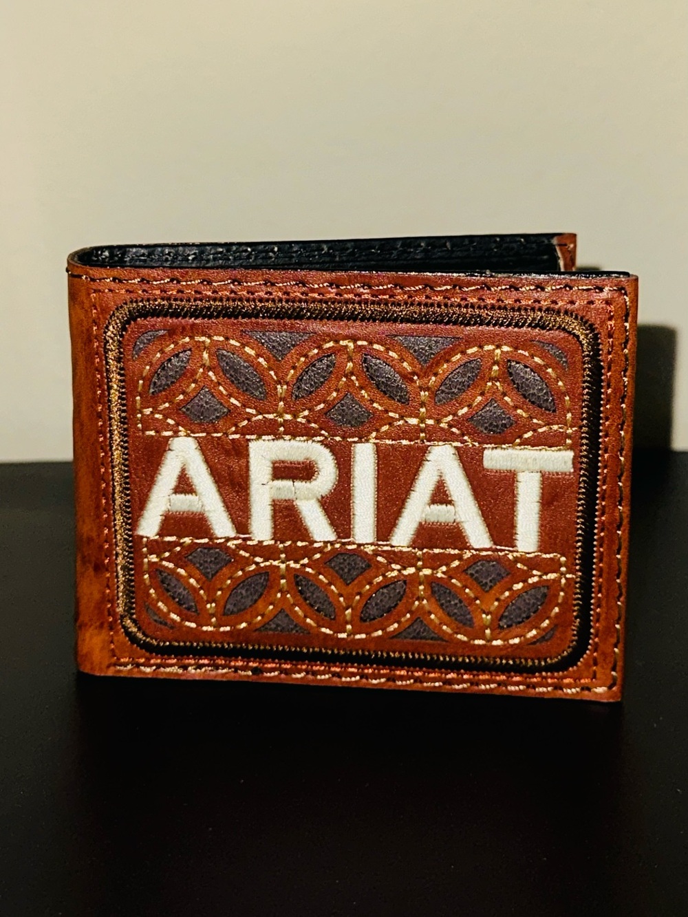 Brown Leather Bi-Fold Wallet - Brown